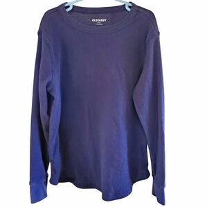 Old Navy Kids Blue Long Sleeve Thermal Waffle Shirt